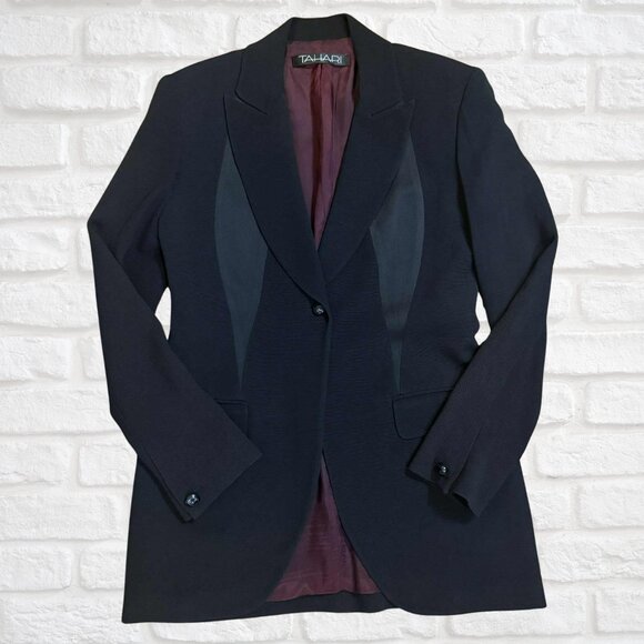 Tahari Vintage Black Blazer Jacket Sz 2 Lined, One Button Day-to-Night Old Money - Picture 1 of 10